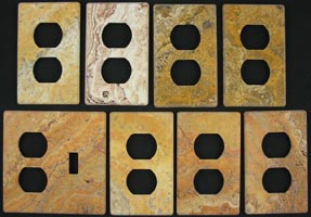 Tumbled travertine switch plates